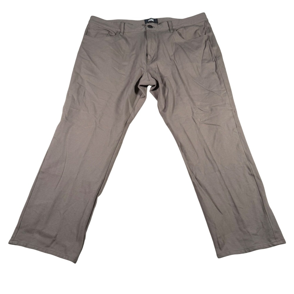 PAIGE Pants Women 38 (FITS 38x26) Dark Taupe Straight Leg Stretch Trousers